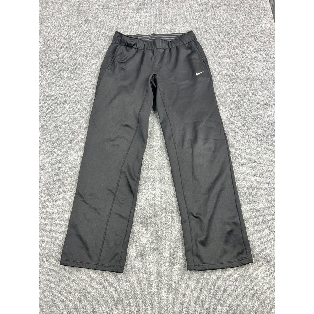 Nike Therma-FIT Mens Small Black Fleece Lined Training Pants Straight Leg Swoosh